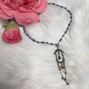 Boho black beaded necklace